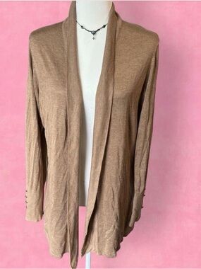 Open-Front Lightweight Cardigan in Camel/Tan